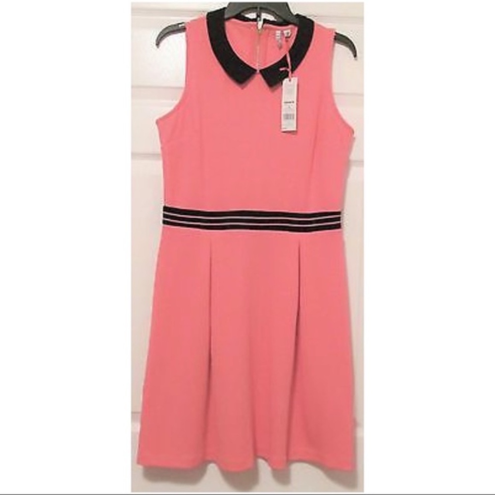 ELLE Tea Rose Pleated Fit & Flare Dress S - Picture 3 of 6
